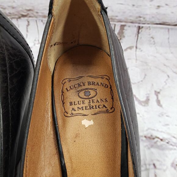Lucky Brand  Women's Black Leather Wedge Pump Shoes Size 9.5M - Picture 7 of 16